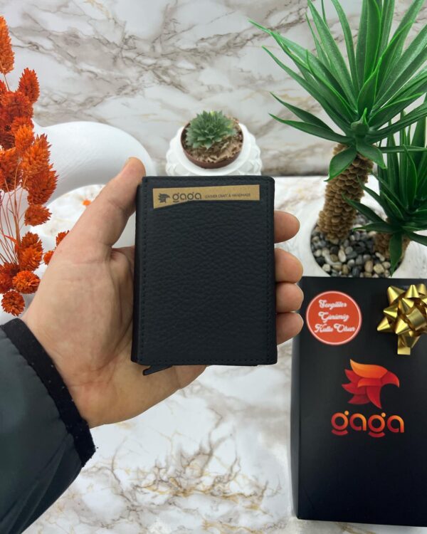 Mekanizmalı Cüzdan Hakiki Deri Siyah 1001 - Görsel 3