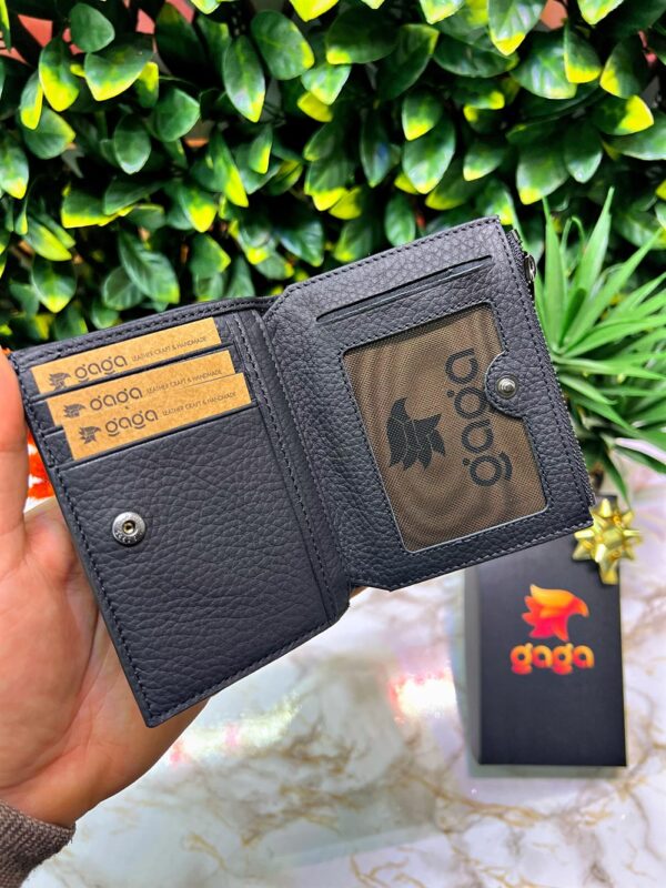 Çıtçıtlı Mıknatıslı Cüzdan Hakiki Deri Lüks Siyah 1044 - Görsel 3