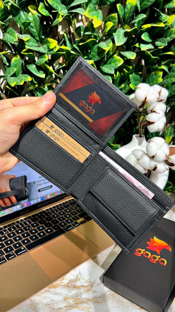 Gizli Para Bölmeli Erkek Deri Cep Cüzdan Siyah 1002 - Görsel 2