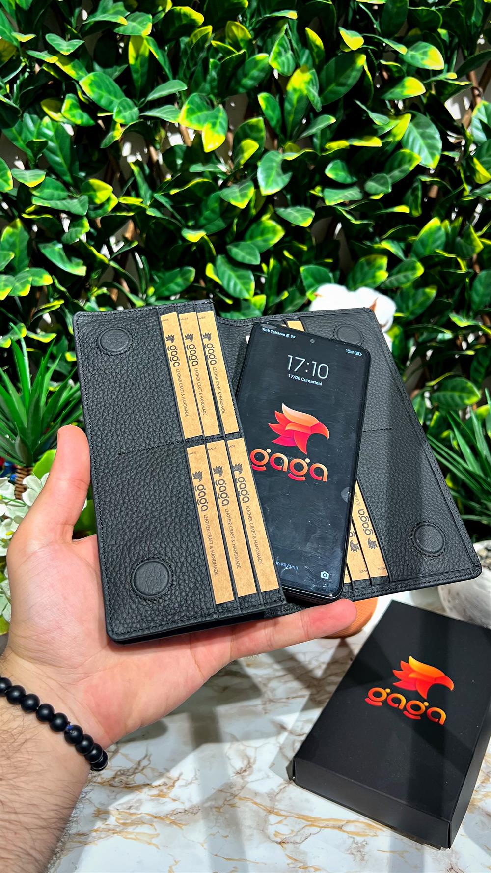 El Tutamaçlı Hakiki Deri Telefon Bölmeli Cüzdan Siyah 1028 - Görsel 5