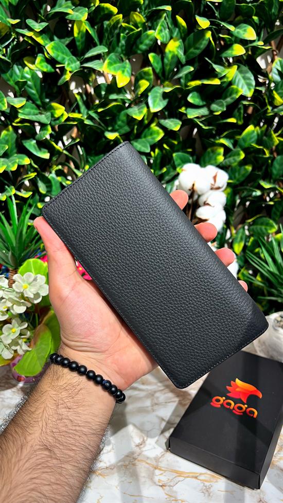 El Tutamaçlı Hakiki Deri Telefon Bölmeli Cüzdan Siyah 1028 - Görsel 2