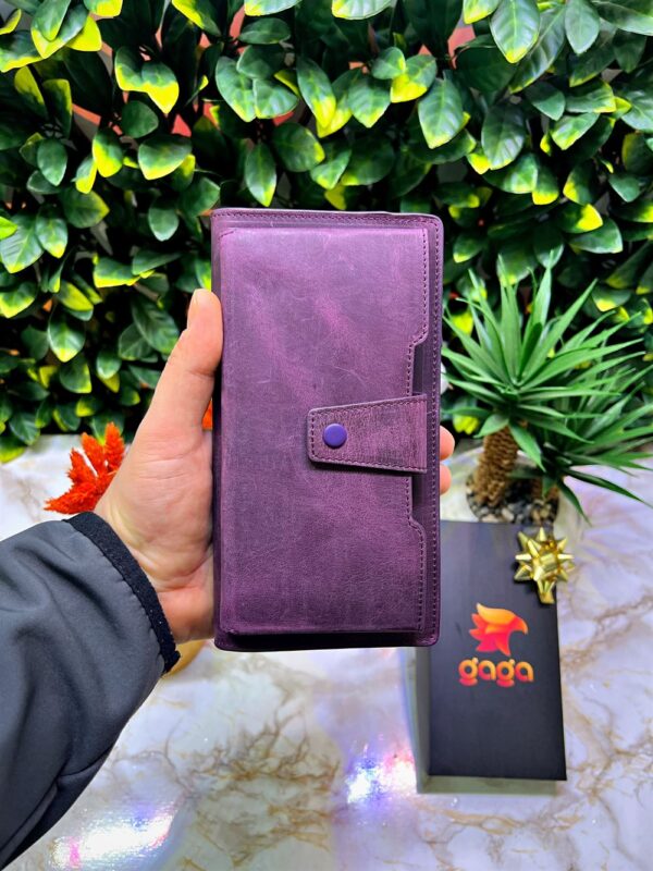 Venice Mor Çıtçıtlı Tutamaçlı Telefon Bölmeli Cüzdan 1040 - Görsel 3