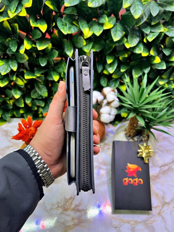 Venice Gri Çıtçıtlı Tutamaçlı Telefon Bölmeli Cüzdan 1040 - Görsel 3