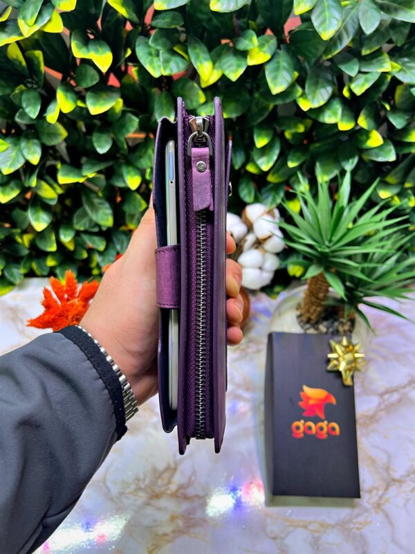 Venice Mor Çıtçıtlı Tutamaçlı Telefon Bölmeli Cüzdan 1040 - Görsel 6