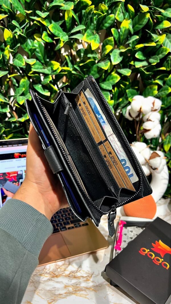 Venice Siyah Çıtçıtlı Tutamaçlı Telefon Bölmeli Cüzdan 1040 - Görsel 2