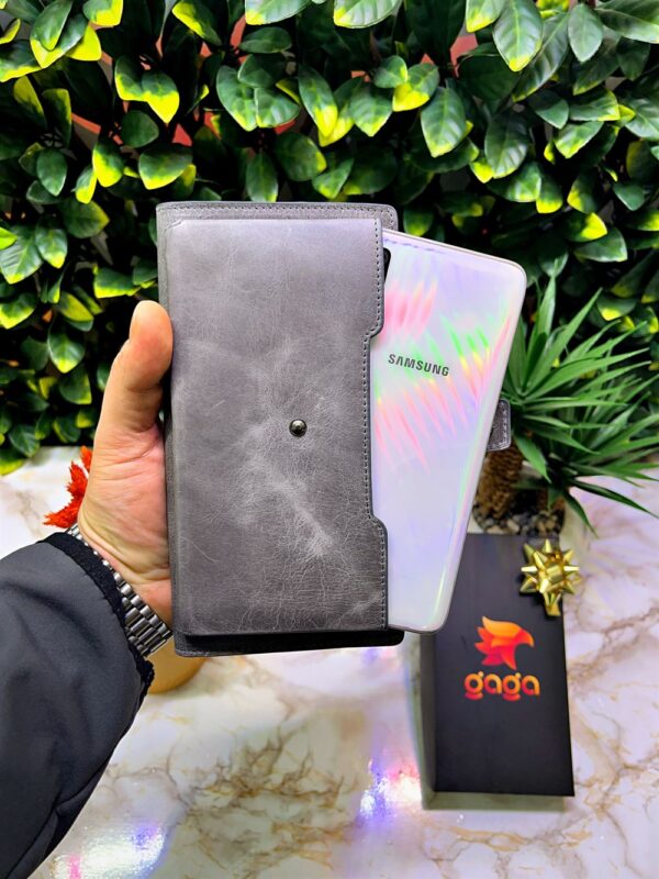 Venice Gri Çıtçıtlı Tutamaçlı Telefon Bölmeli Cüzdan 1040 - Görsel 4