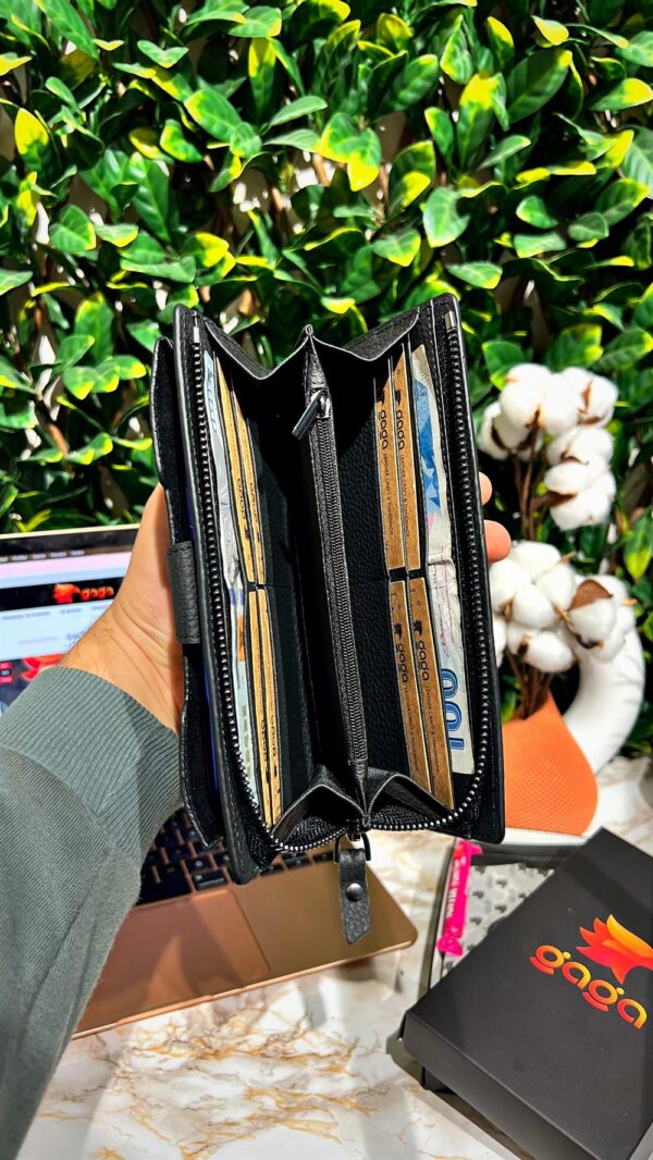 Venice Siyah Çıtçıtlı Tutamaçlı Telefon Bölmeli Cüzdan 1040 - Görsel 7