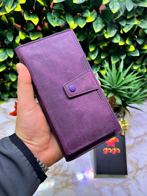 Venice Mor Çıtçıtlı Tutamaçlı Telefon Bölmeli Cüzdan 1040