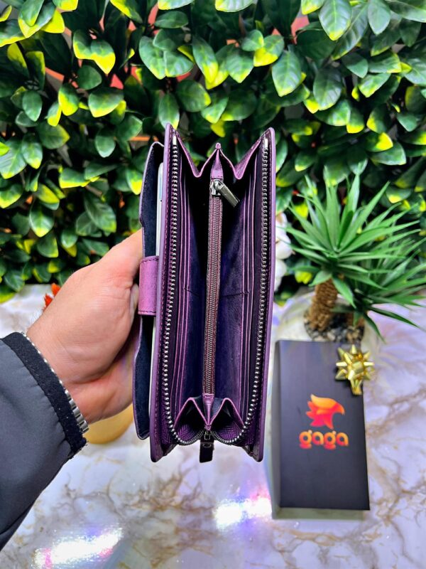Venice Mor Çıtçıtlı Tutamaçlı Telefon Bölmeli Cüzdan 1040 - Görsel 5
