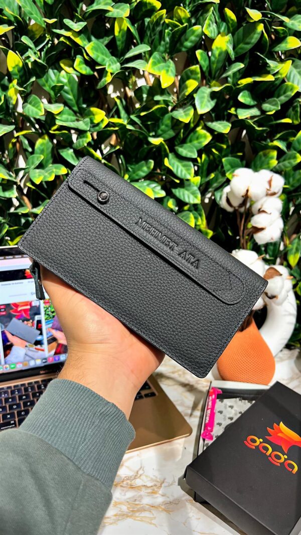 Venice Siyah Çıtçıtlı Tutamaçlı Telefon Bölmeli Cüzdan 1040 - Görsel 5