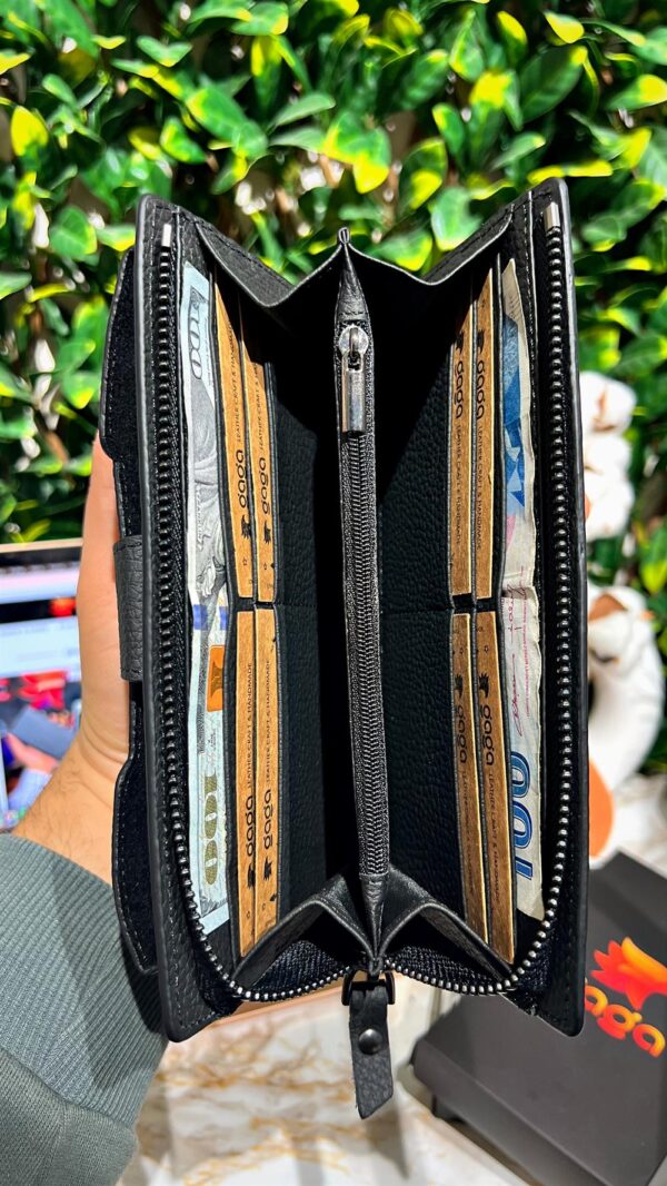 Venice Siyah Çıtçıtlı Tutamaçlı Telefon Bölmeli Cüzdan 1040 - Görsel 4